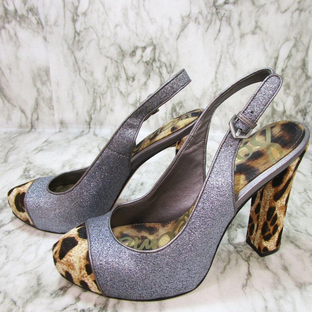 Sam Edelman, 7M Brown Leopard & Silver Heels